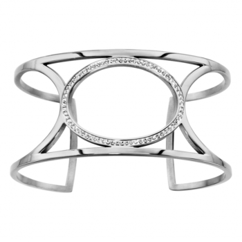 Bracelet manchette forme ovale en acier avec des strass